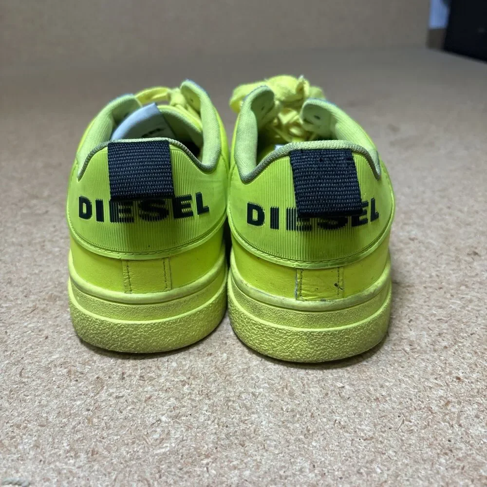Diesel S-Clever Low Sneakers Men 10 US 43 EU Neon Yellow Belly Leather